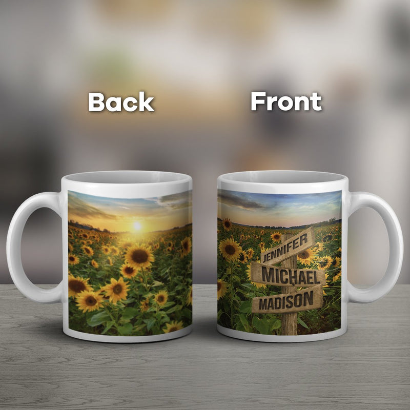 Sunflower Field Color Multi-Names Mug