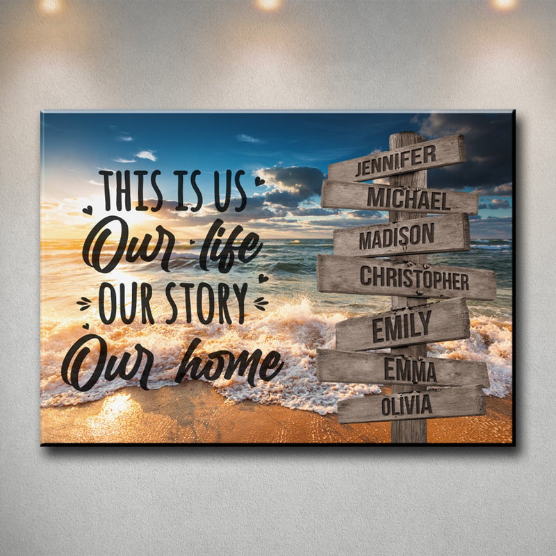 Ocean Sunset Color with Saying 7 Multi-Names Premium Canvas