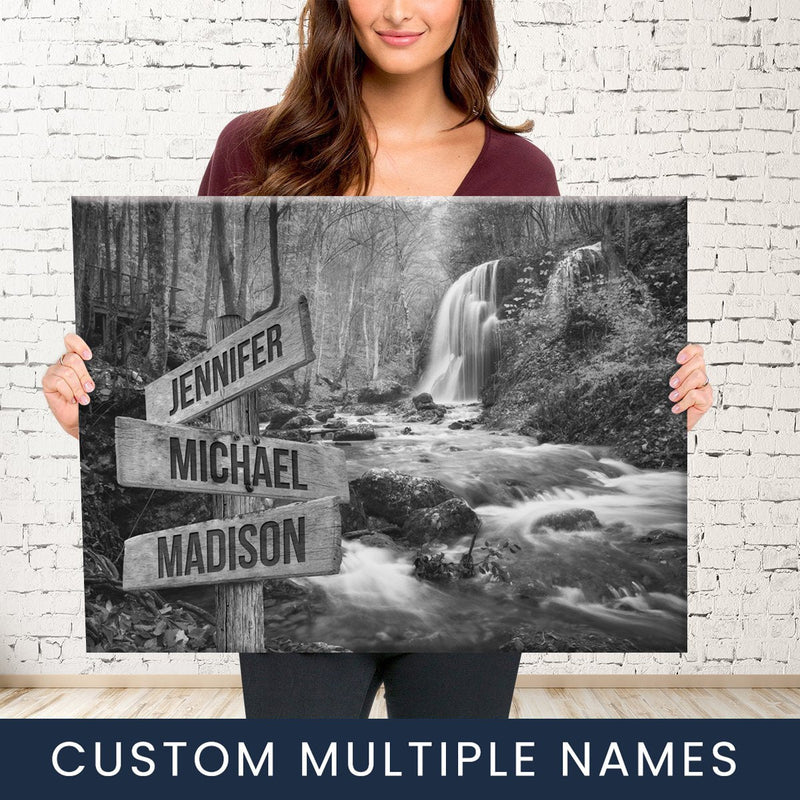 Waterfall Multi-Names Premium Canvas