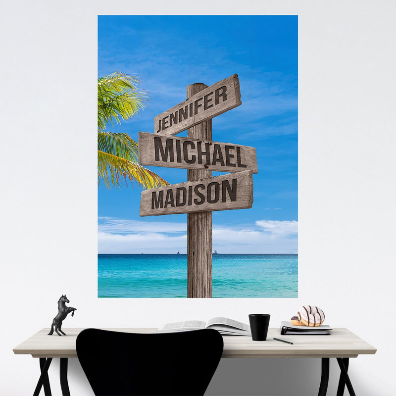 Wooden Sign Color Multi-Names Poster