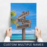 Wooden Sign Color Multi-Names Poster