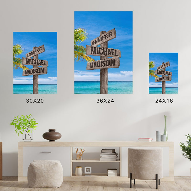 Wooden Sign Color Multi-Names Premium Canvas