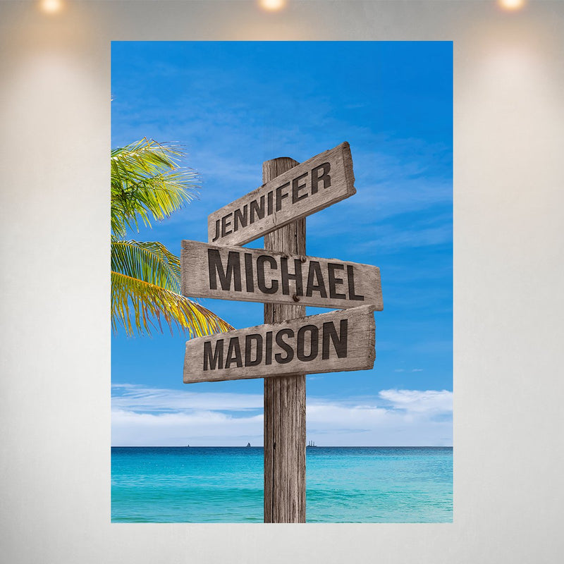 Wooden Sign Color Multi-Names Poster