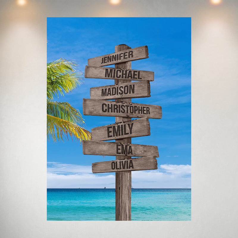 Wooden Sign Color Multi-Names Poster