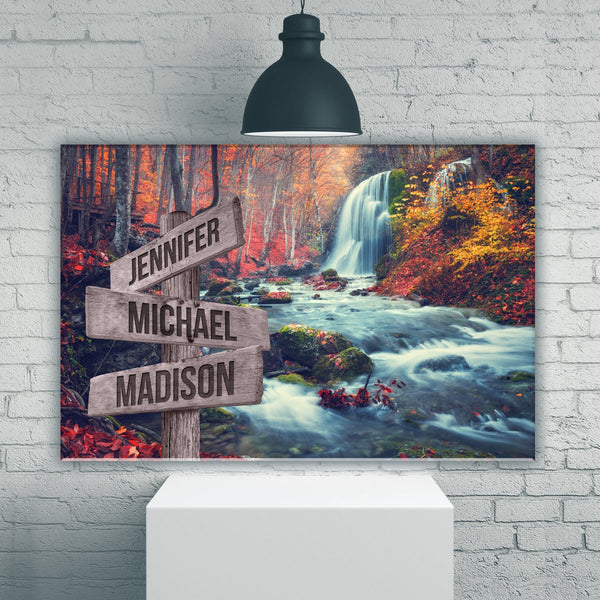 Waterfall Color Multi-Names Premium Canvas
