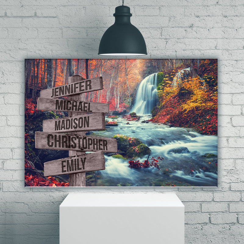 Waterfall Color Multi-Names Premium Canvas