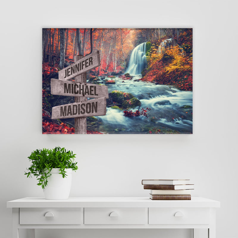 Waterfall Color Multi-Names Premium Canvas