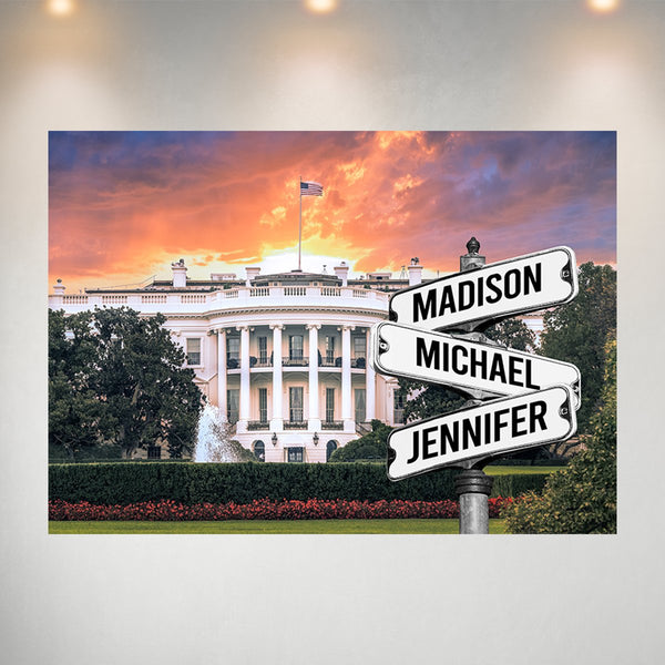 White House Color Multi-Names Poster
