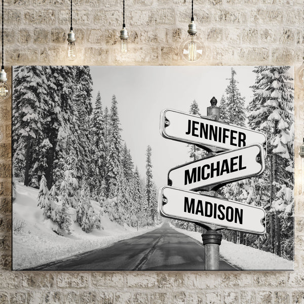 Winter Road Multi-Names Premium Canvas