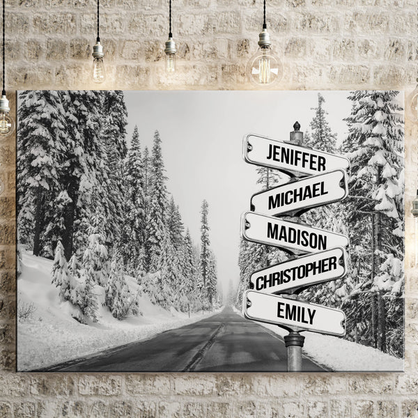 Winter Road Multi-Names Premium Canvas