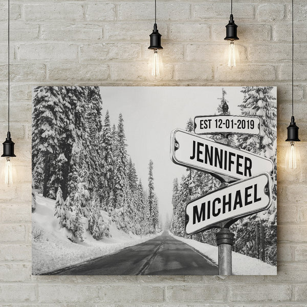 Winter Road Names Premium Canvas