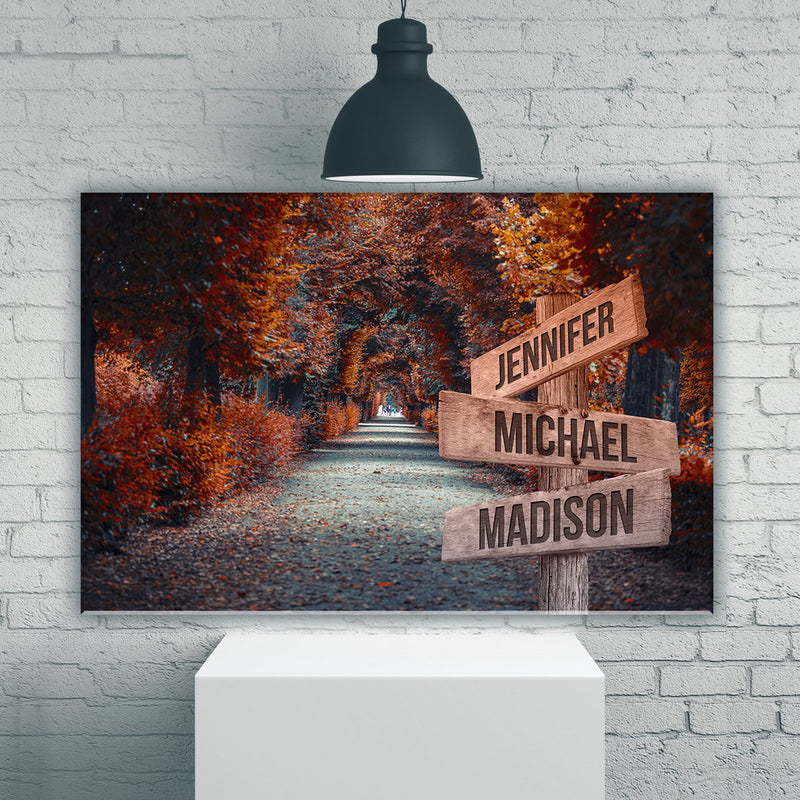 Woods Path 2 Color Multi-Names Premium Canvas