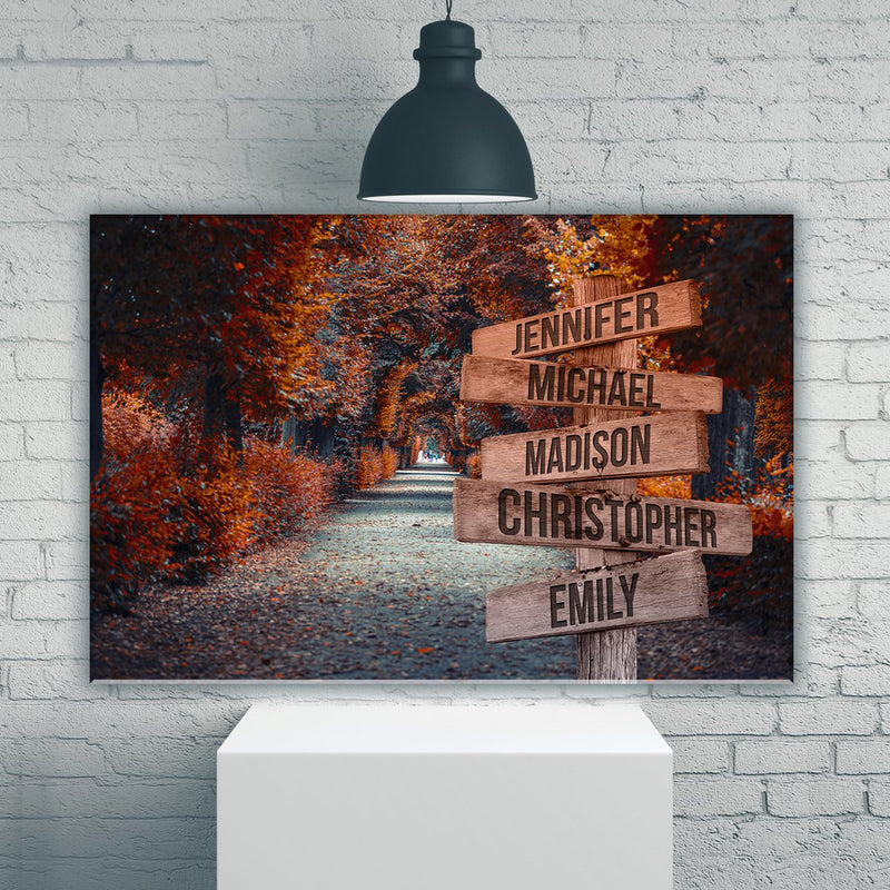 Woods Path 2 Color Multi-Names Premium Canvas