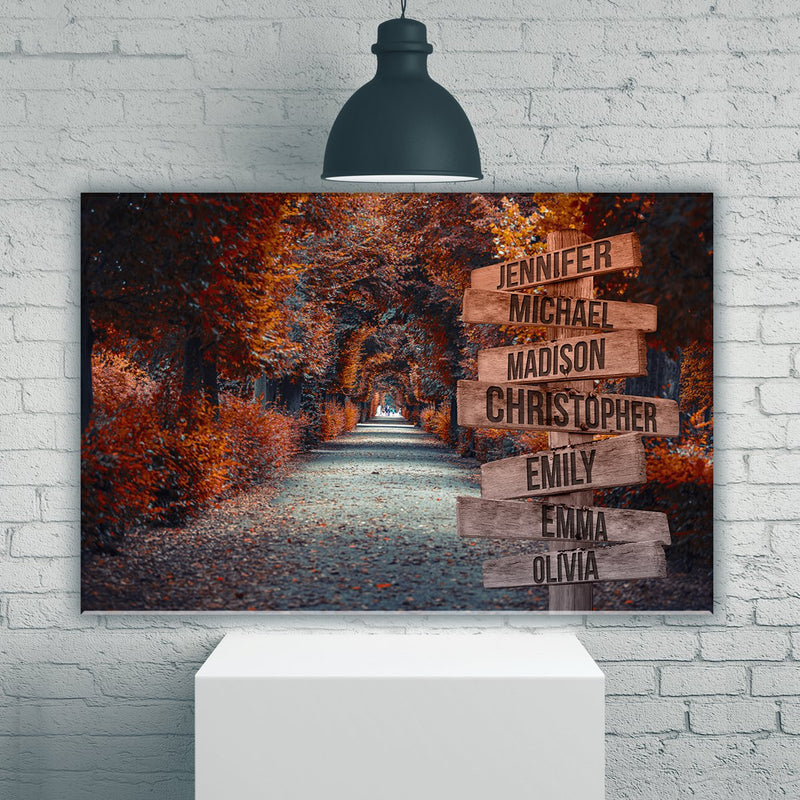 Woods Path 2 Color Multi-Names Premium Canvas