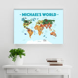 World Kids Animal Map Names Premium Canvas