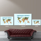 World Kids Animal Map Names Premium Canvas