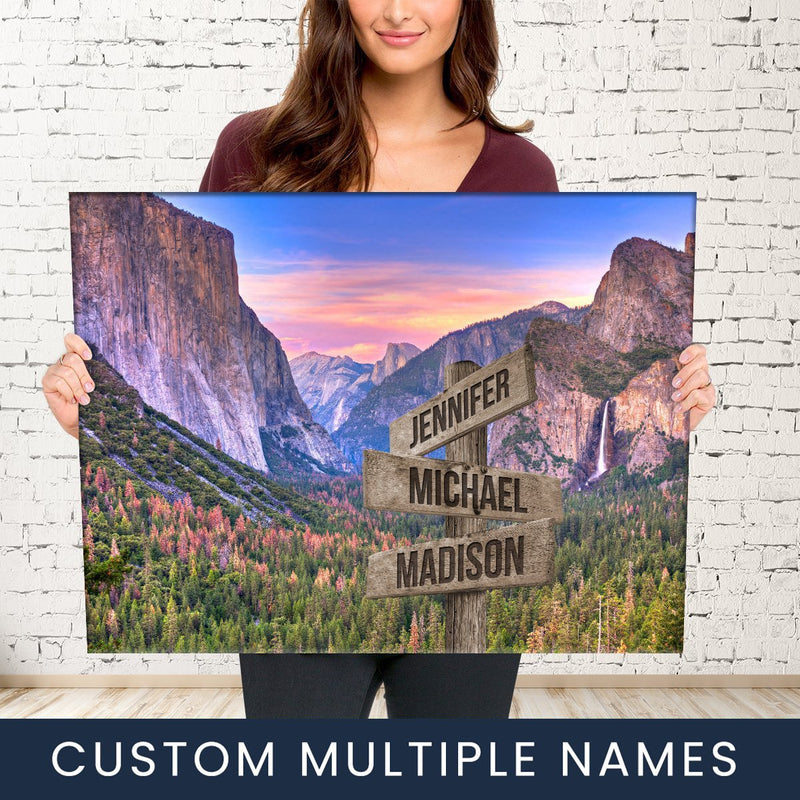 Yosemite Sunset Color Multi-Names Premium Canvas