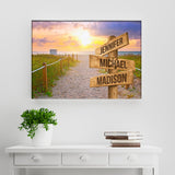 Miami Beach Sunset Color Multi-Names Premium Canvas