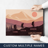 Family Adventures Brown Color Multi-Names Posters