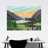 Mountain Range Art Color Multi-Names Poster