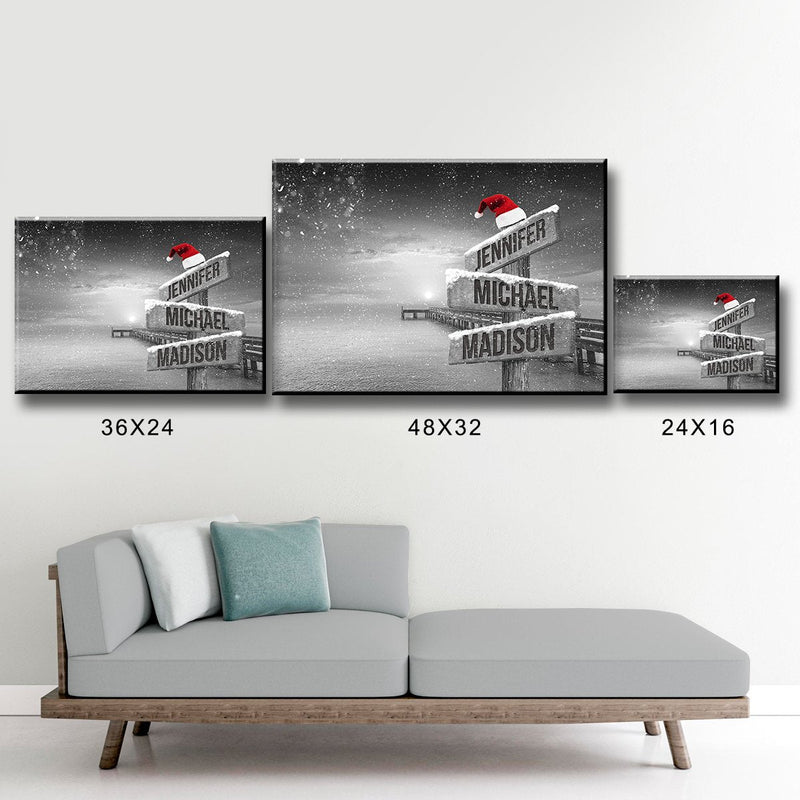 Ocean Dock Christmas Multi-Names Premium Canvas