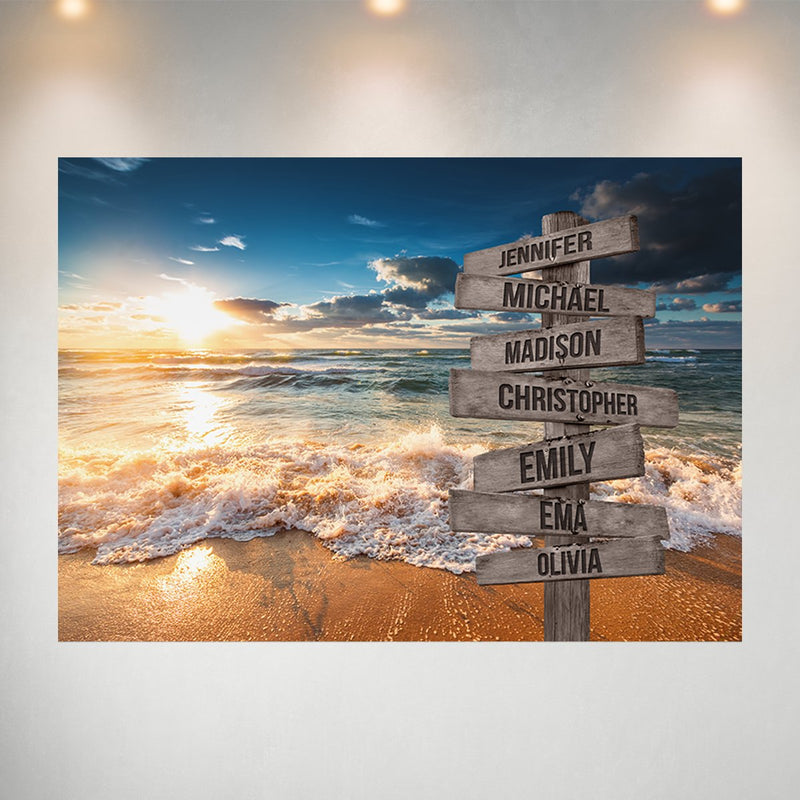 Ocean Sunset Color Multi-Names Poster