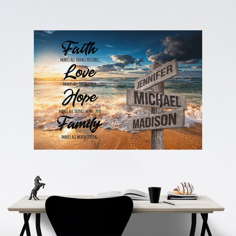 Ocean Sunset Faith Multi-Names Poster