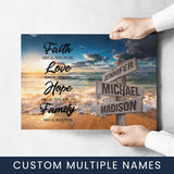 Ocean Sunset Faith Multi-Names Poster