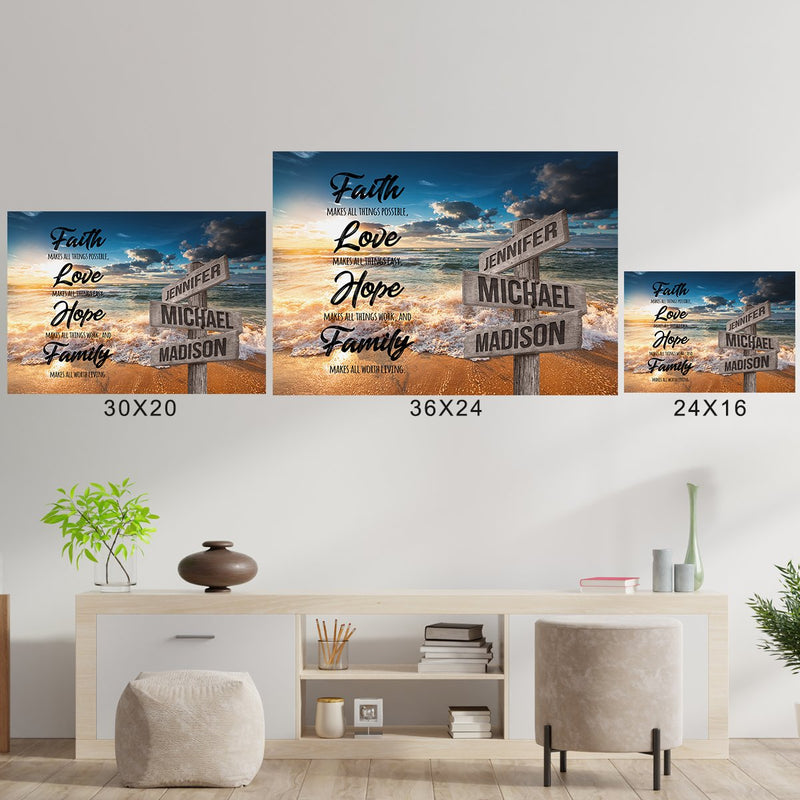 Ocean Sunset Faith Multi-Names Poster