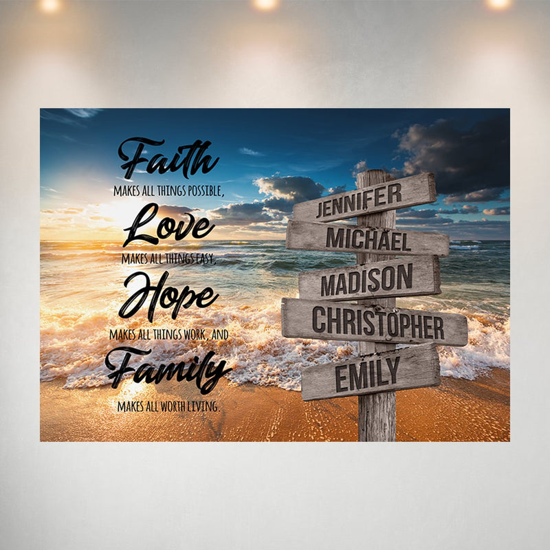 Ocean Sunset Faith Multi-Names Poster