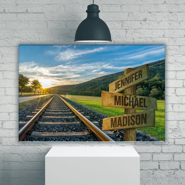 Railroad Track Color Multi-Names Premium Canvas