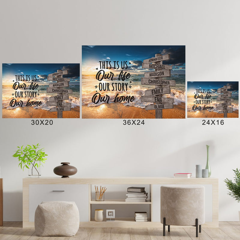 Ocean Sunset Color with Saying 7 Multi-Names Poster