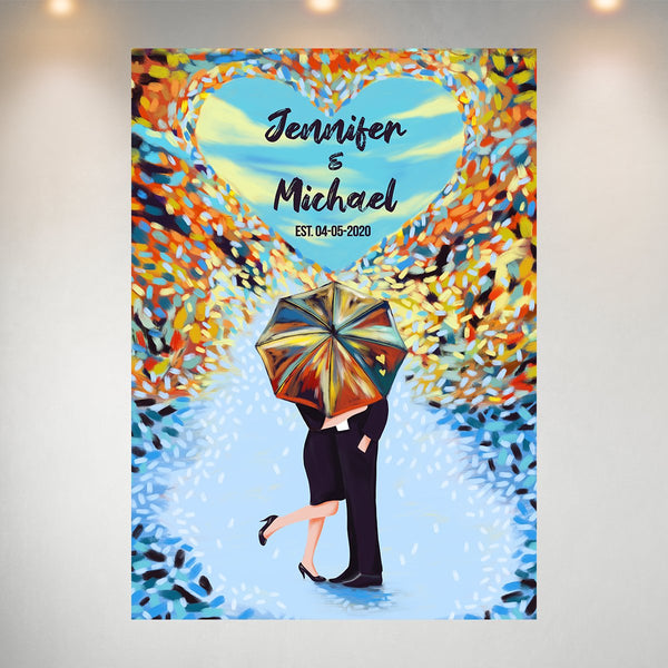 Umbrella Couple Names Poster