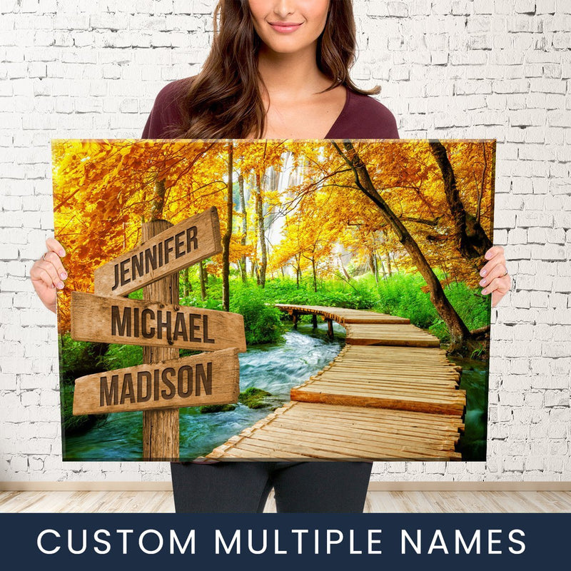 Woods Path Color Multi-Names Premium Canvas